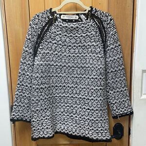Knit long sweater Zara black white gold size M